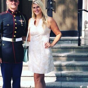 Gold and white connected apparel midi dress size 10